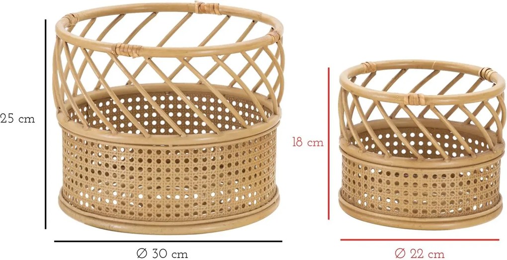 Sada 2 ks proutěných obalů na květináč Panama hnědá