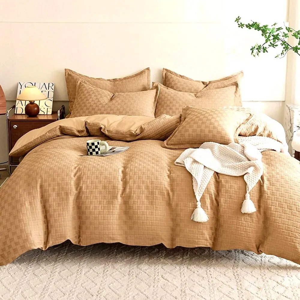 Francúzske obliečky Homa ELITE LIGHT BROWN 6-dielna sada 200x220 cm