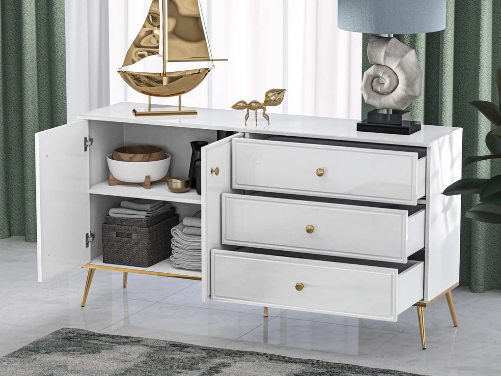 KOMODA BELLINI BIELY VYSOKÝ LESK 160 cm