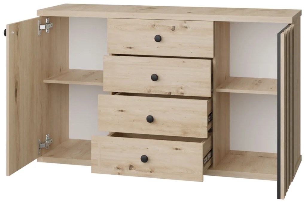 Moderný nábytok do obývačky Sigeren I, Osvetlenie: osvetlenie LED, Farby:: dub artisan / dub artisan + čierna