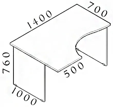 Ergonomický stôl Visio 140 x 100 cm, ľavý, biela