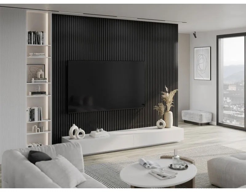 Mexen Lam-F, akustické stenové lamely 275 × 31,5 cm, filc 6 mm, ľan čierny, S105-275317-2812-069