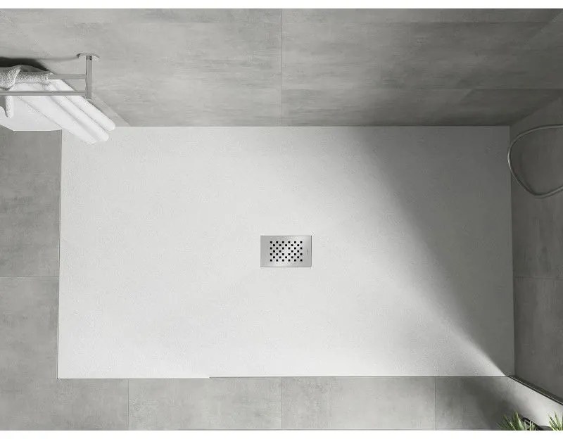 Mexen Hugo, obdĺžniková sprchová vanička SMC 150 x 100 cm, biela, oceľová krytka, 42101015-X