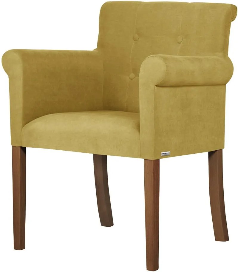 Žltá stolička s tmavohnedými nohami Ted Lapidus Maison Flacon