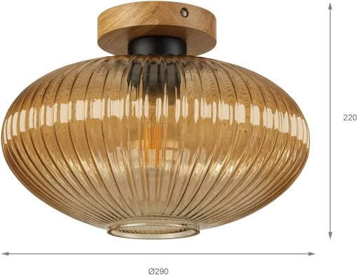 Stropné svietidlo MILOU WOOD 1xE27/15W/230V dub/dymová béžová pr. 29 cm