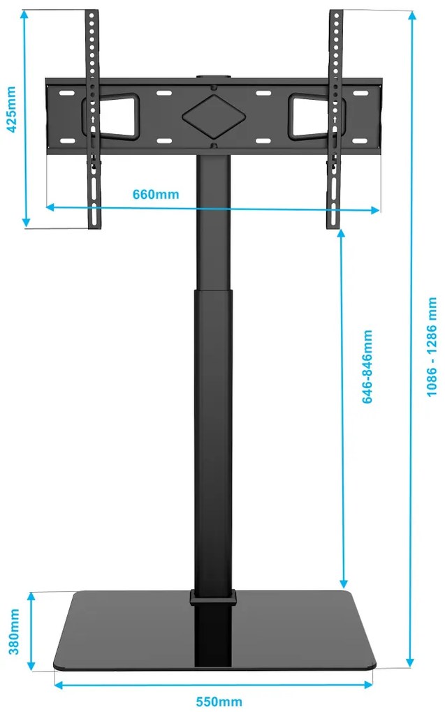 JAKS PODLAHOVÝ STOJAN NA TELEVÍZOR, 26"-65" 40KG KLA20