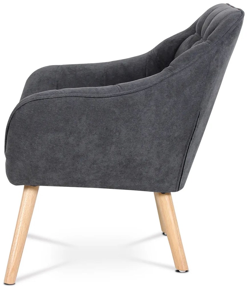 Autronic - Kreslo, poťah tmavo sivá látka, drevené nohy, masív kaučukovník - AK-321 GREY2