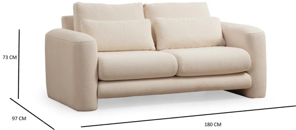 Dvoumístná pohovka Lily 180 cm krémová