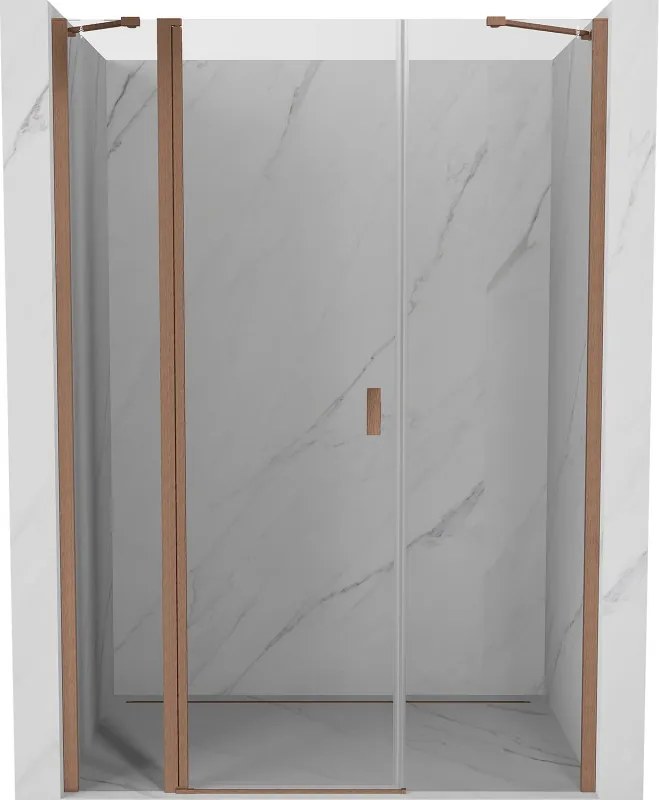 Mexen, Mexen Mist výklopné sprchové dvere 135 cm, transparentné, brúsená meď - 8A4-135-001-65-00