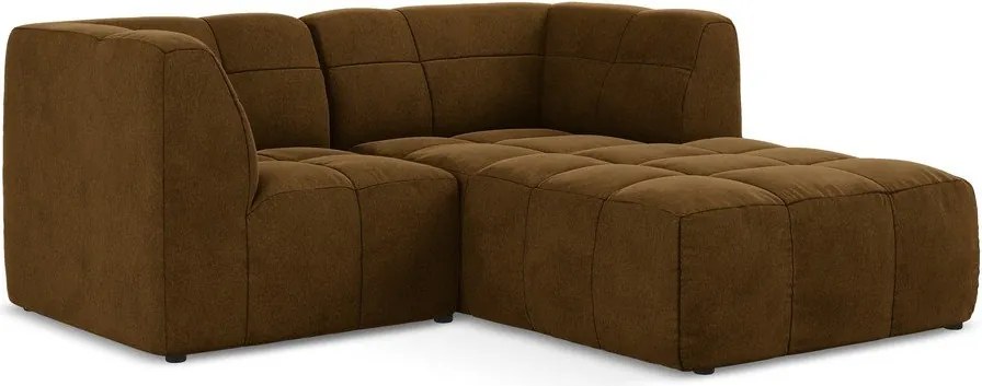 Zamatová rohová pohovka v horčicovej farbe (pravý roh/s leňoškou) Aloha – Makamii