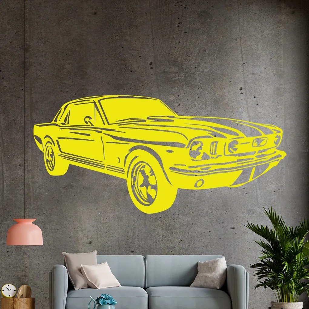 Veselá Stena Samolepka Automobil Ford Mustang Farba: modrá, Veľkosť: 80 x 37 cm