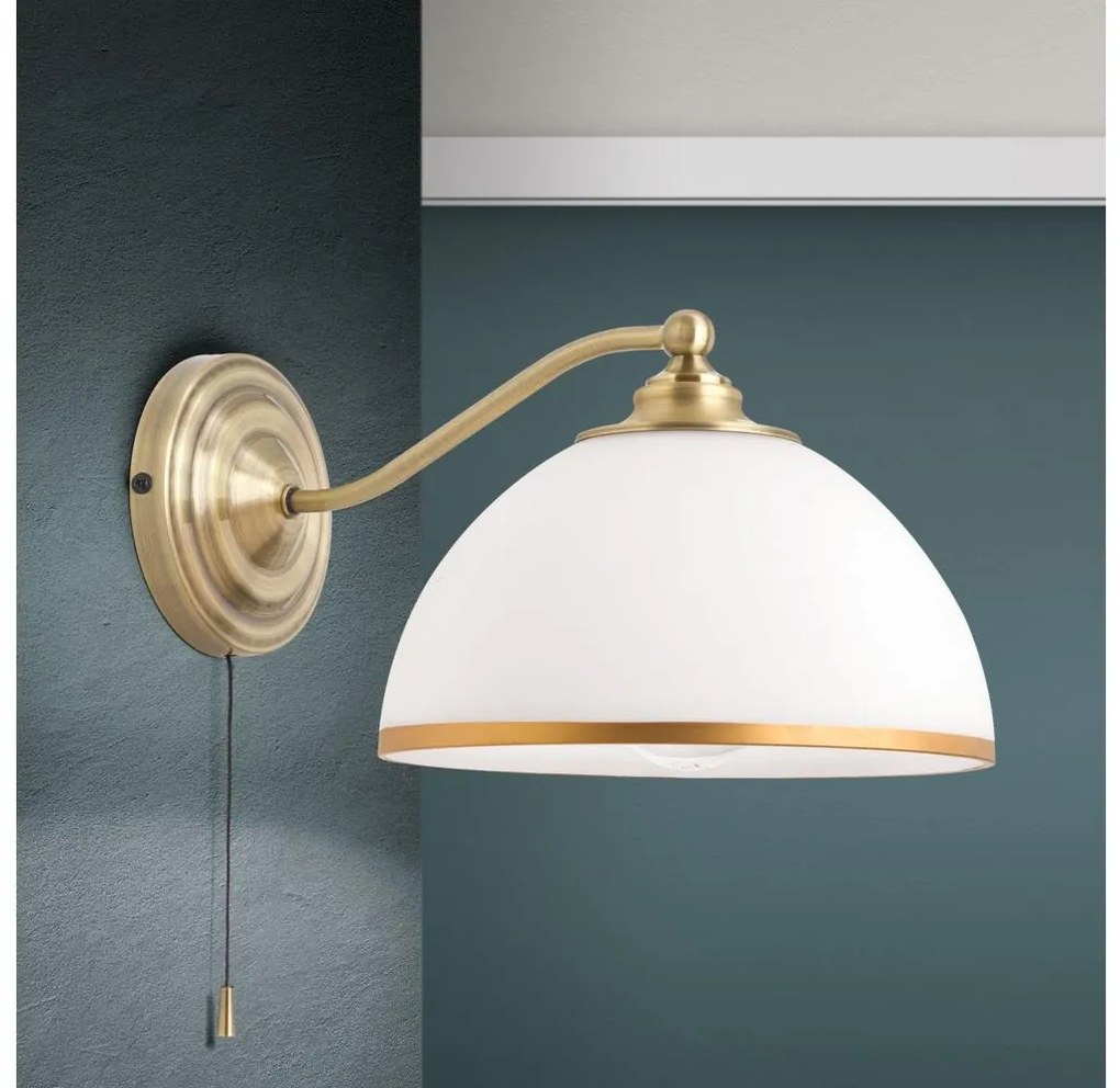 Orion WA 2-1371/1 - Nástenná lampa OLD LAMP 1xE27/40W/230V biela/mosadz OR0127