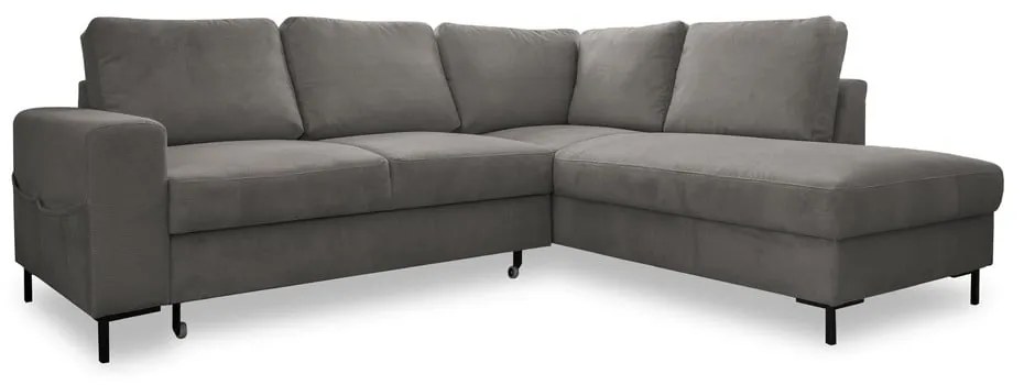 Sivá menčestrová rozkladacia rohová pohovka (pravý roh) Lofty Lilly – Miuform