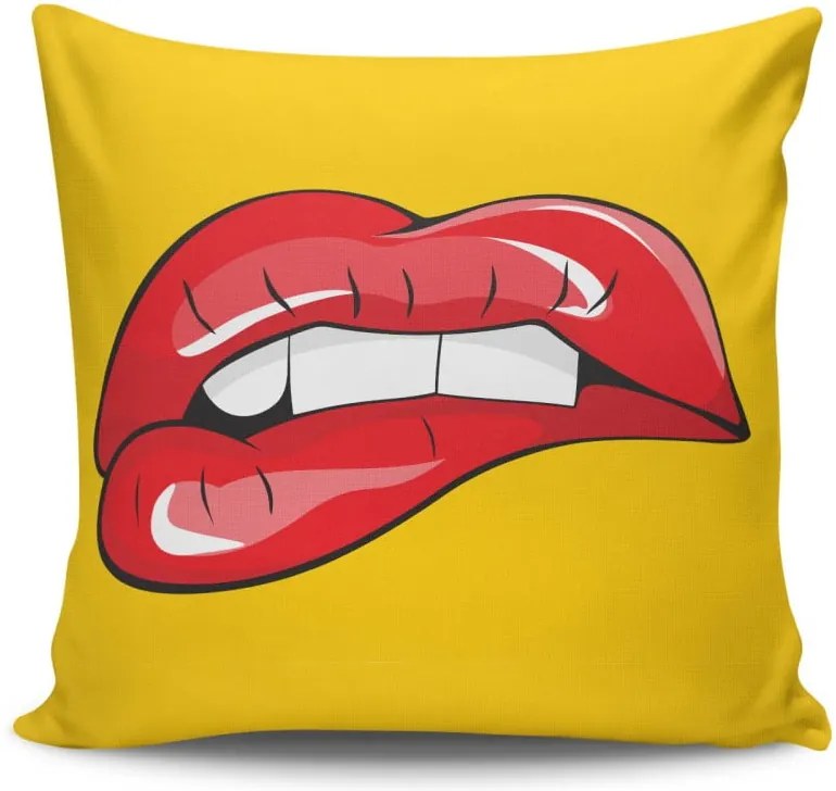 Vankúš s výplňou Red Lips, 45 × 45 cm