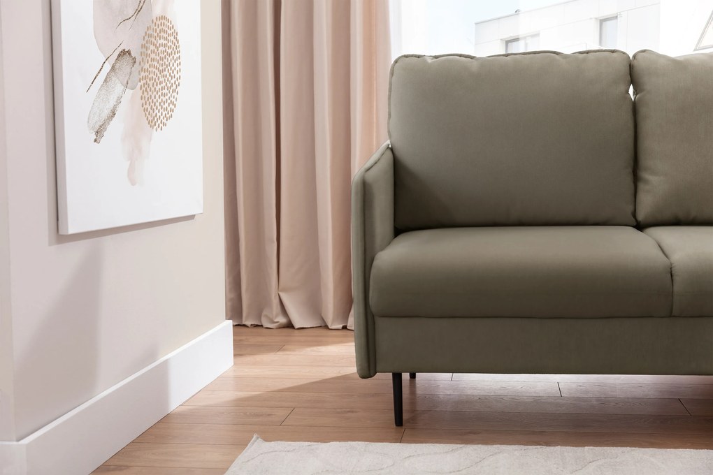 Rozkladacia rohová sedačka Taila Mini pravá - béžový zamat Velluto 3 / čierne nožičky