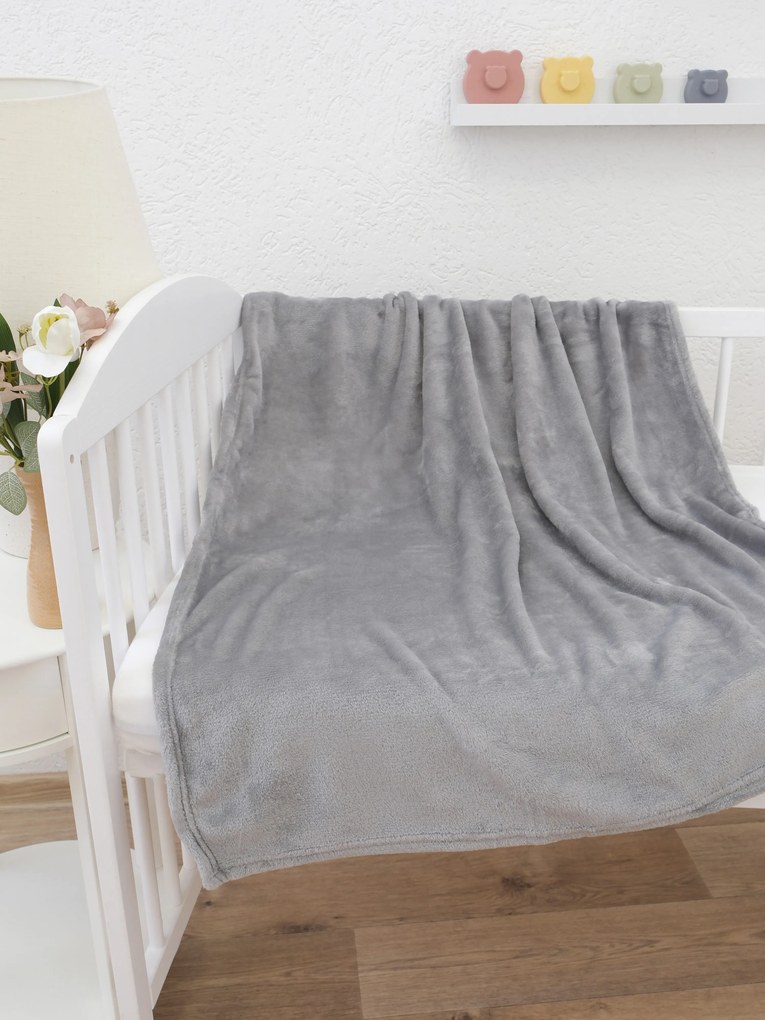 Detská deka do postieľky mikroplyš Exclusive 80 × 100 cm – Laura svetlo sivá