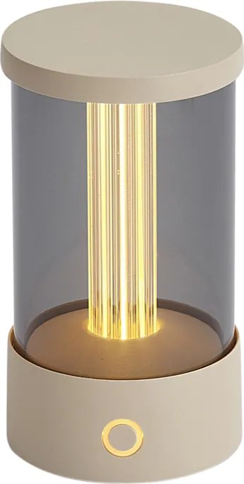 Vonkajšia stolná lampa béžová nabíjateľná vrátane nabíjacej stanice IP65 - Grill