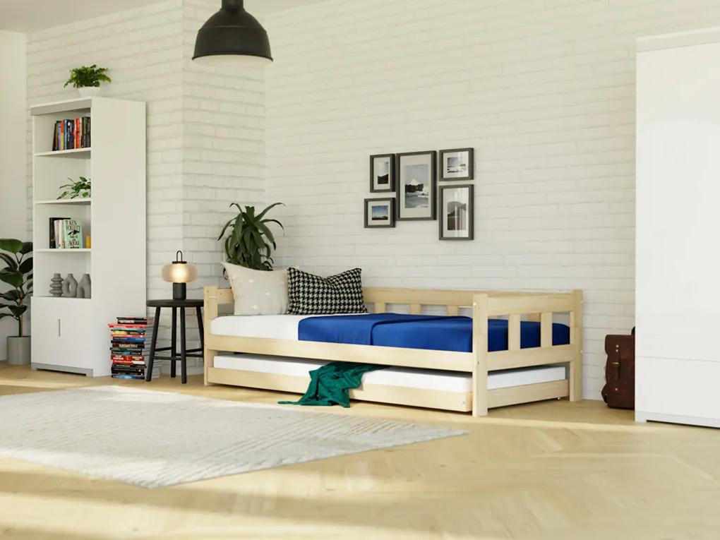 Drevená jednolôžková posteľ FENCE 4v1 so zábranou a prístelkou