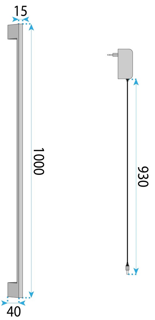 Toolight Toolight, LED nástenné svietidlo 100cm, 15W, 3000K, LHJ064-W, čierna matná, OSW-60033