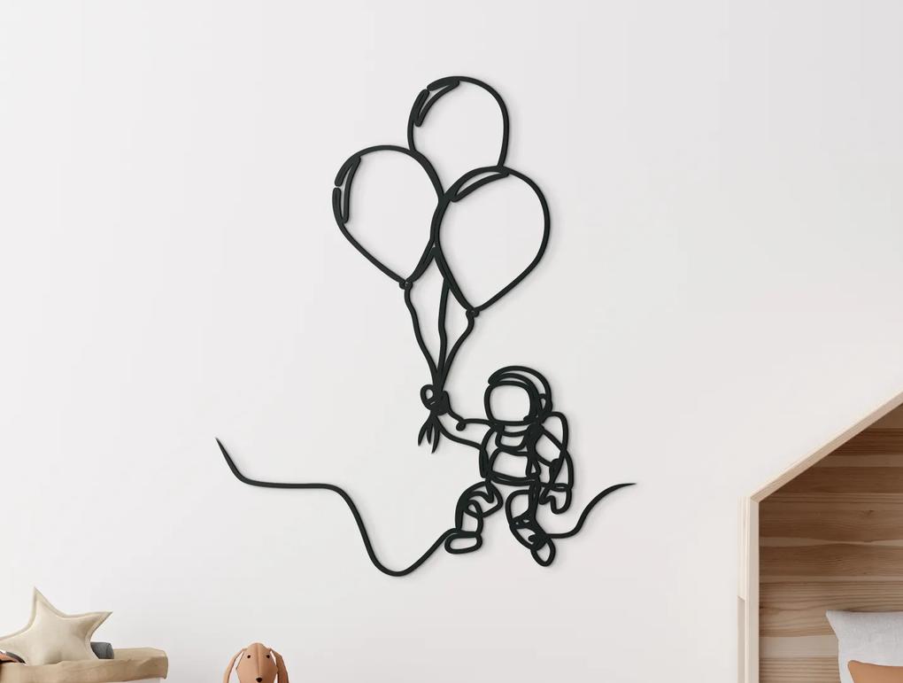 drevko Drevená nálepka Astronaut s balónmi