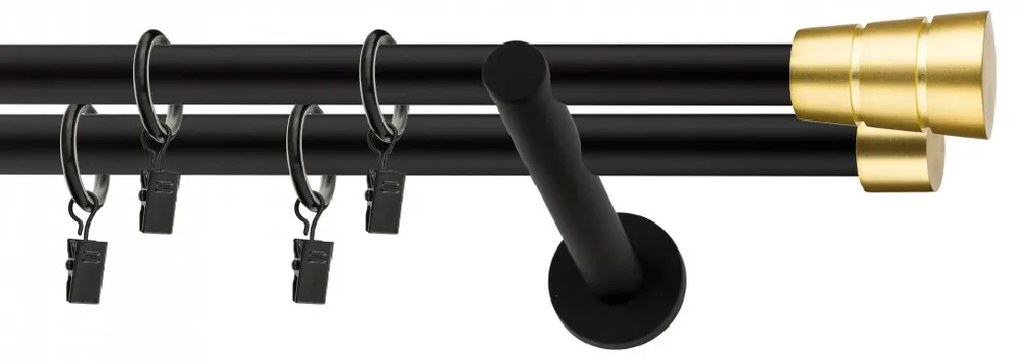 Dekorstudio Garniža dvojradová BASIC zlatá MIX čierna-matná 19mm Dĺžka: 120cm, Typ príslušenstva: Bez príslušenstva