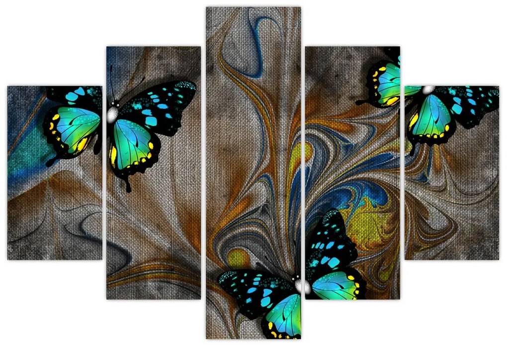 Obraz - Žiariví motýle na obraze (150x105 cm)