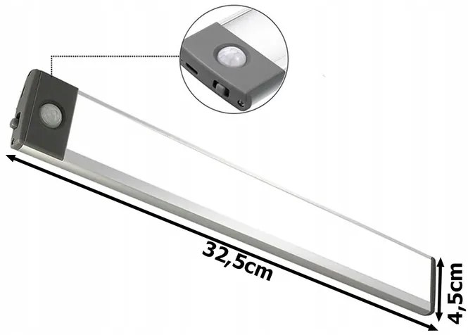 Verk 08366 Multifunkčné LED osvetlenie s pohybovým a súmrakovým senzorom 32 cm biela