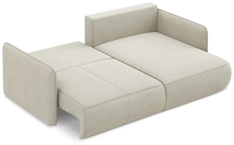 Krémovobiela rozkladacia/s úložným priestorom rohová pohovka (pravý roh) Nanea – Makamii