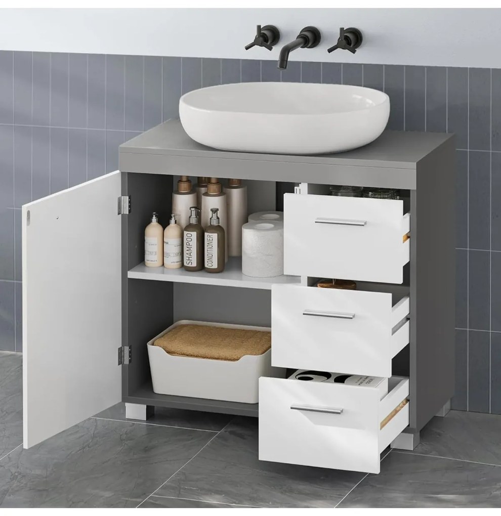 Skrinka pod umývadlo Vasagle Bruser sivá/biela