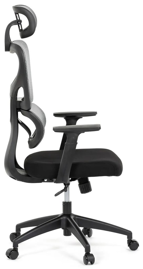 Autronic - Kancelářská židle, šedá síťovina, černý plast, kolečka na tvrdé podlahy - KA-K2080 GREY AKCE
