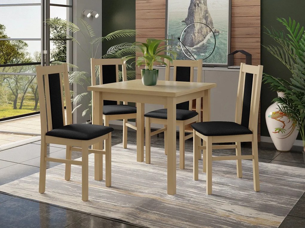 Stôl so 4 stoličkami - AL27, Morenie: biela - L, Poťahové látky: Soro 28