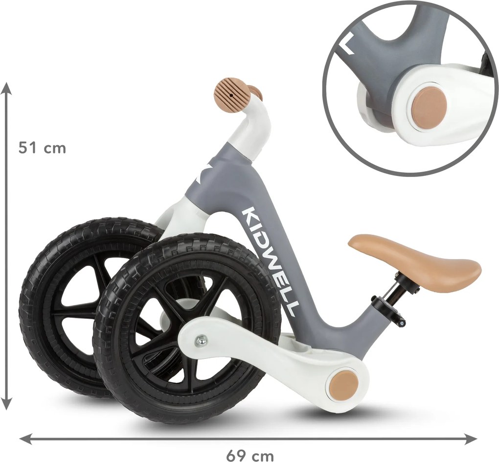 Skladacie detské odrážadlo Kidwell FLEX s nastaviteľným sedlom a EVA kolesami