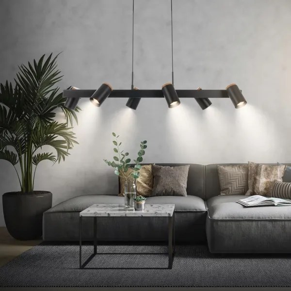 Briloner 4059065 - Závesný luster na lanku ERA 6xGU10/10W/230V čierny