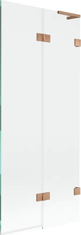 Mexen Lunar L, 2-krídlová vaňová zástena pravá 80 x 150 cm, číre sklo, medená matná, 897L-080-100-65-00-P