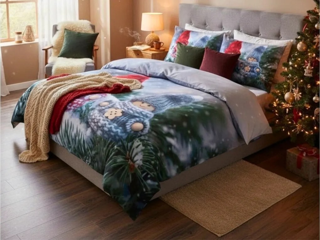 3D Bavlnené obliečky MINI JOY CHRISTMAS sivé, 100% bavlna Rozmer obliečky: 70 x 90 cm | 140 x 200 cm