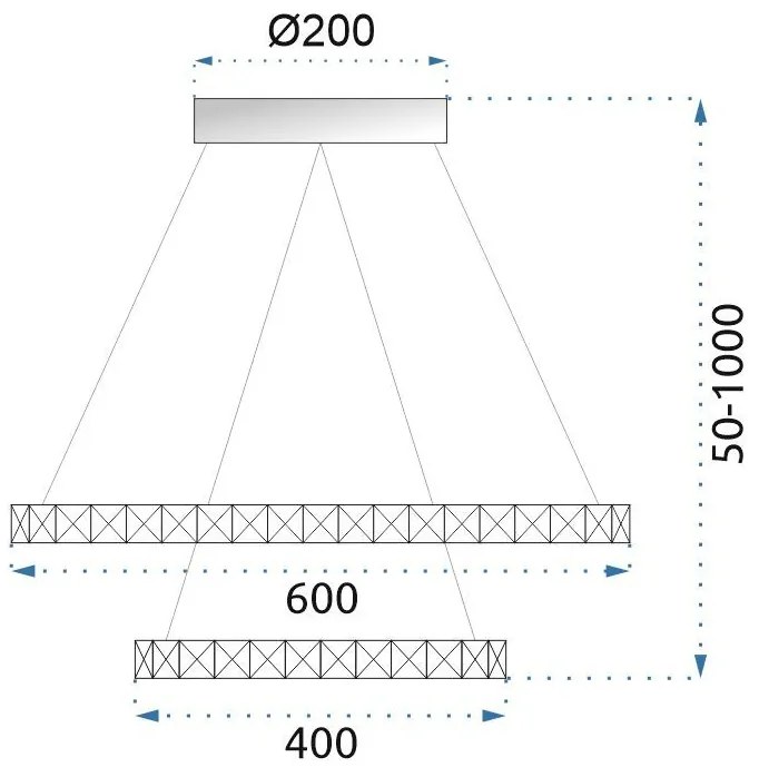 Toolight - Vegas 40/60, závesné stropné svietidlo + diaľkové ovládanie APP659, biela, OSW-07859