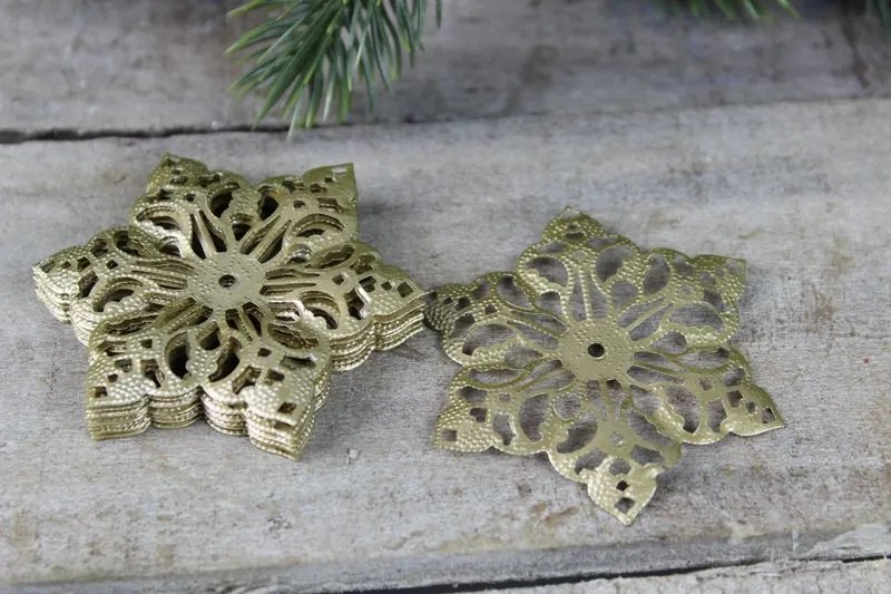 Starozlatá dekoračná vločka 10ks