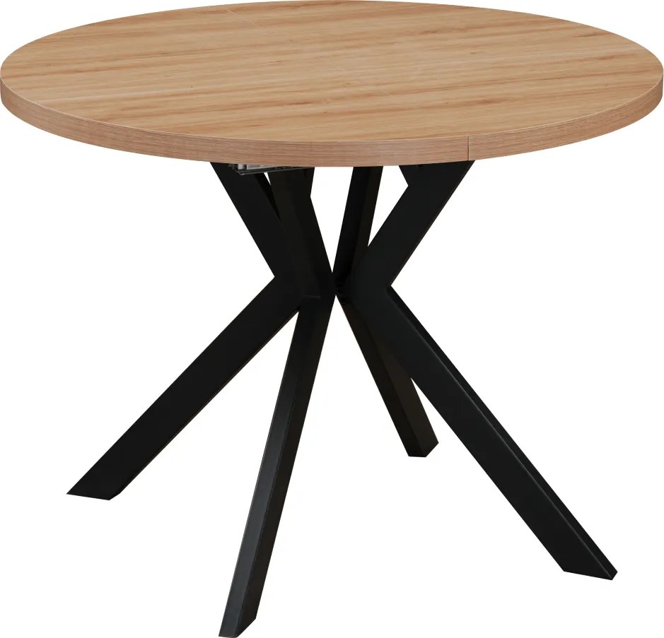 Jedálenský rozkladací stôl, dub svetlý/čierna, 100-250x75,5 cm, LUKOS