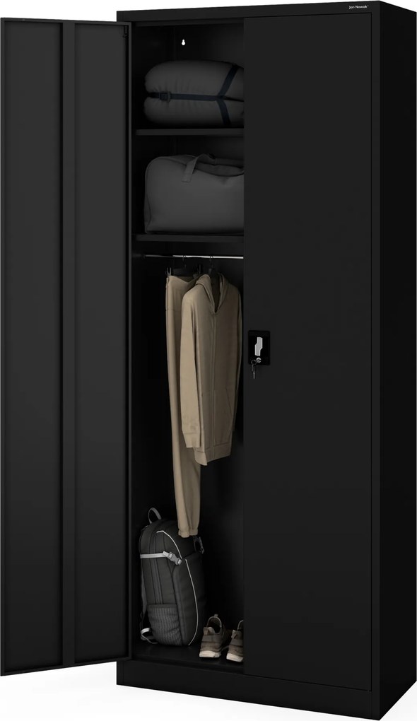 Hospodárska skriňa uzamykateľná čierna DAWID H2200 900 x 2200 x 450 mm