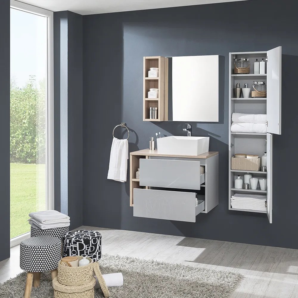 Mereo, Mereo Aira, kúpeľňová skrinka 81 cm, Multidecor, Dub Bardolino, MER-CN791SDBAR