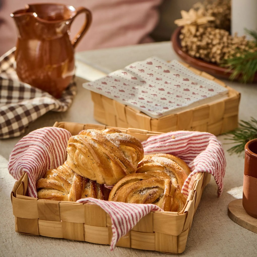 Ib Laursen Drevený košík Square Braided Chip Wood – set 2 ks