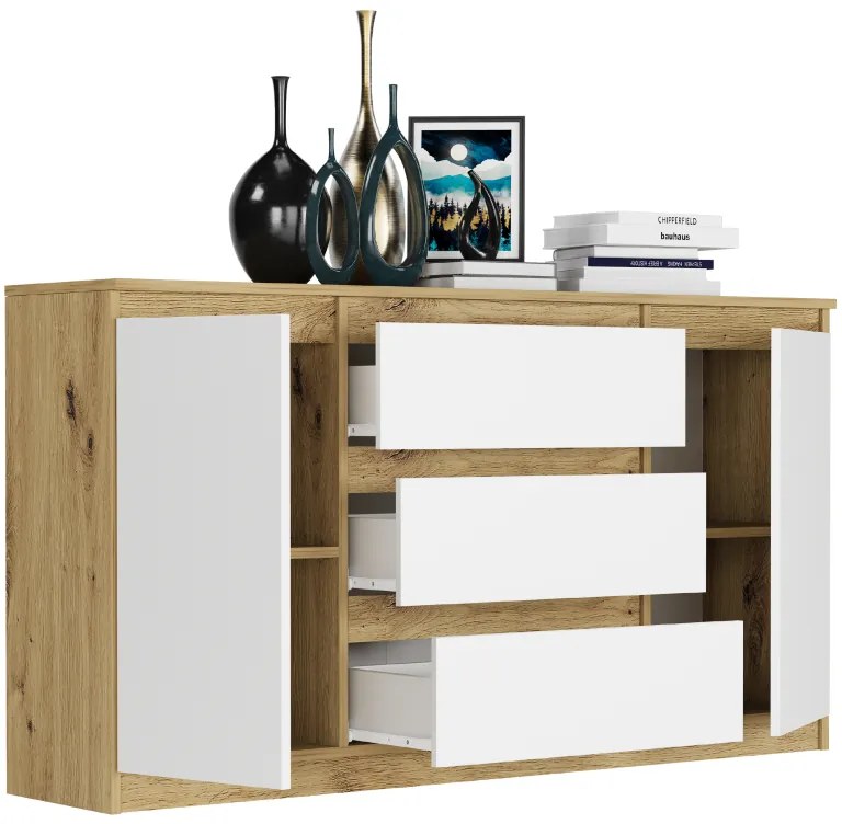 Priestranná komoda R-140-S3 - rôzne farebné prevedenia sonoma mix biela