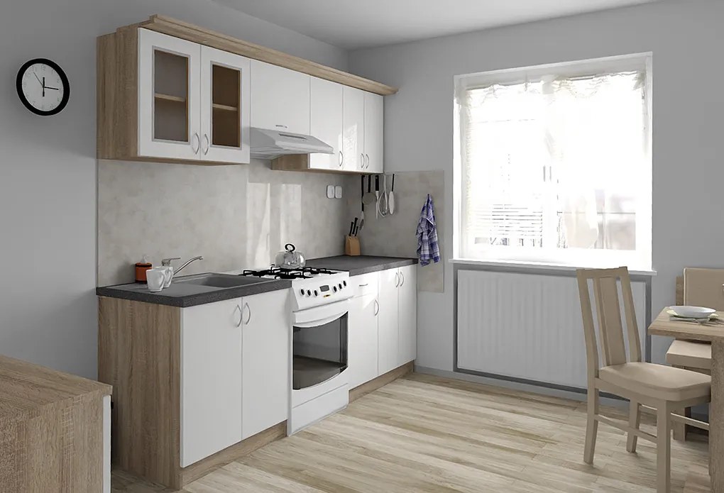 Nabytekmorava Kuchynská linka Bára B farba kuchyne: dub sonoma tmavá / biela