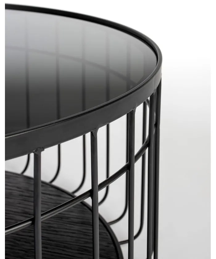 Čierny okrúhly konferenčný stolík so sklenenou doskou 80x80 cm Lance – White Label