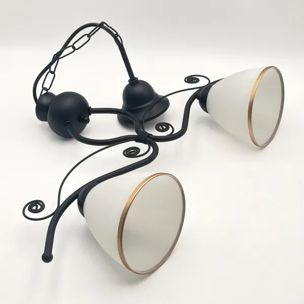 Luster na reťazi RETRO 2xE27/60W/230V matná čierna