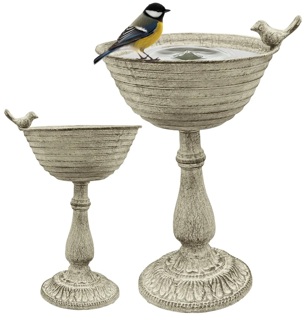 Napájadlo pre vtáky na nohe Lucy, 32x23 cm, kov, sivá