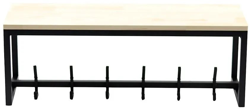 Vešiak kovový s drevenou policou Loft 26,5x75x25 čierna