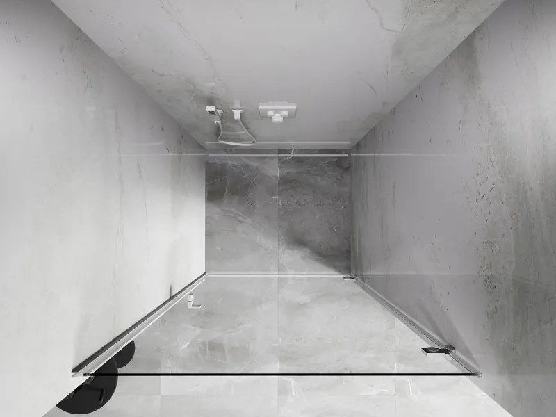 Mexen, Mexen Lunar-B pravé otočné sprchové dvere 85 cm, transparentné, biele - 832-085-000-20-00-P