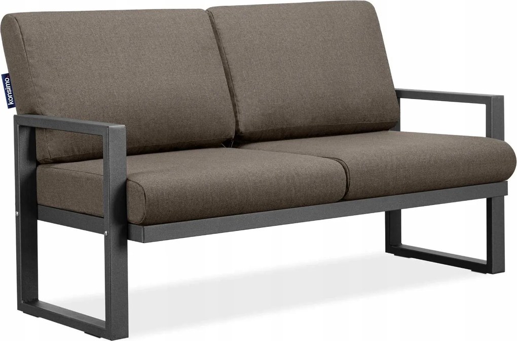 Záhradná 2-miestna záhradná lavička na terasu antracitová béžová Konsimo Frena