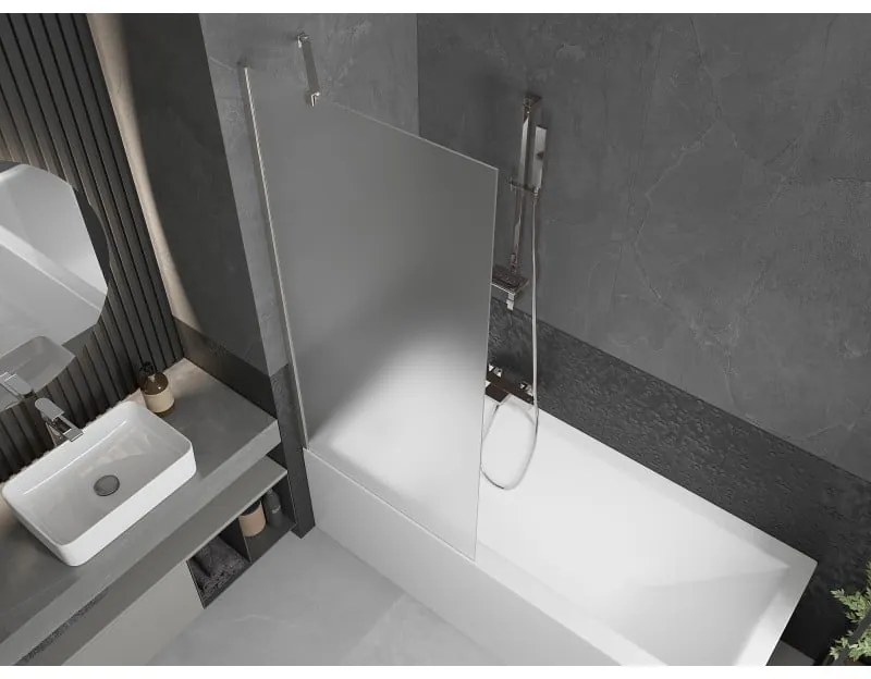 Mexen Next, 1-krídlová vaňová zástena 80 x 150 cm, 6mm sklo námraza, oceľová, 895-080-000-00-30-97